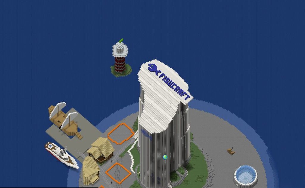 Ylhäältä alaspäin kuvattu rakennus, jonka katossa lukee Fisucraft.